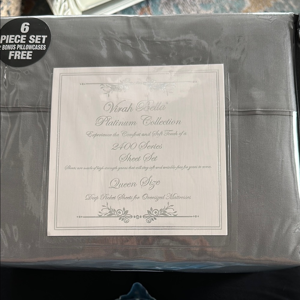 Virah Bella 6 Piece Gray Queen Sheet Set